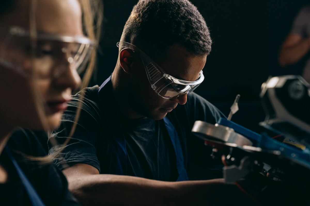Researchers in lab