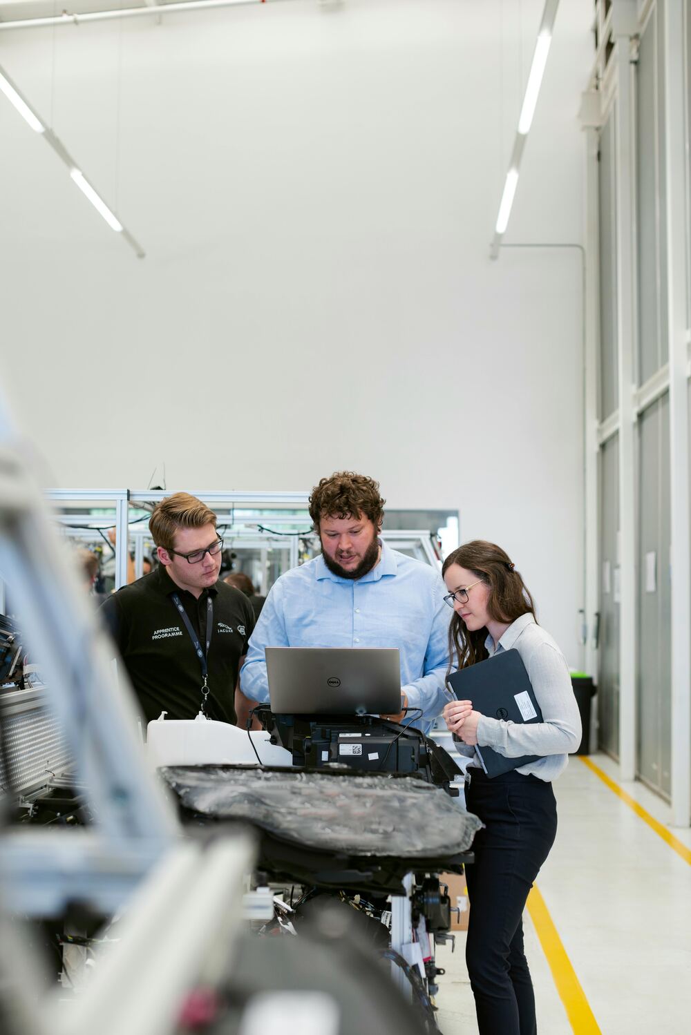 Engineers reviewing prototype