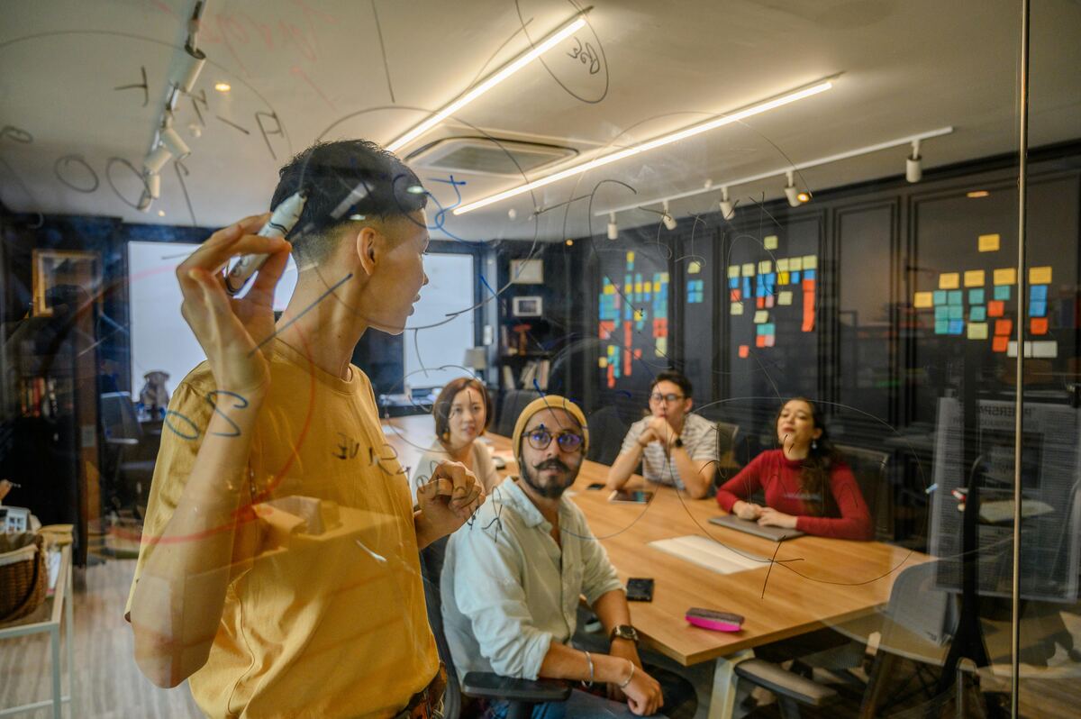 Startup team in a working session